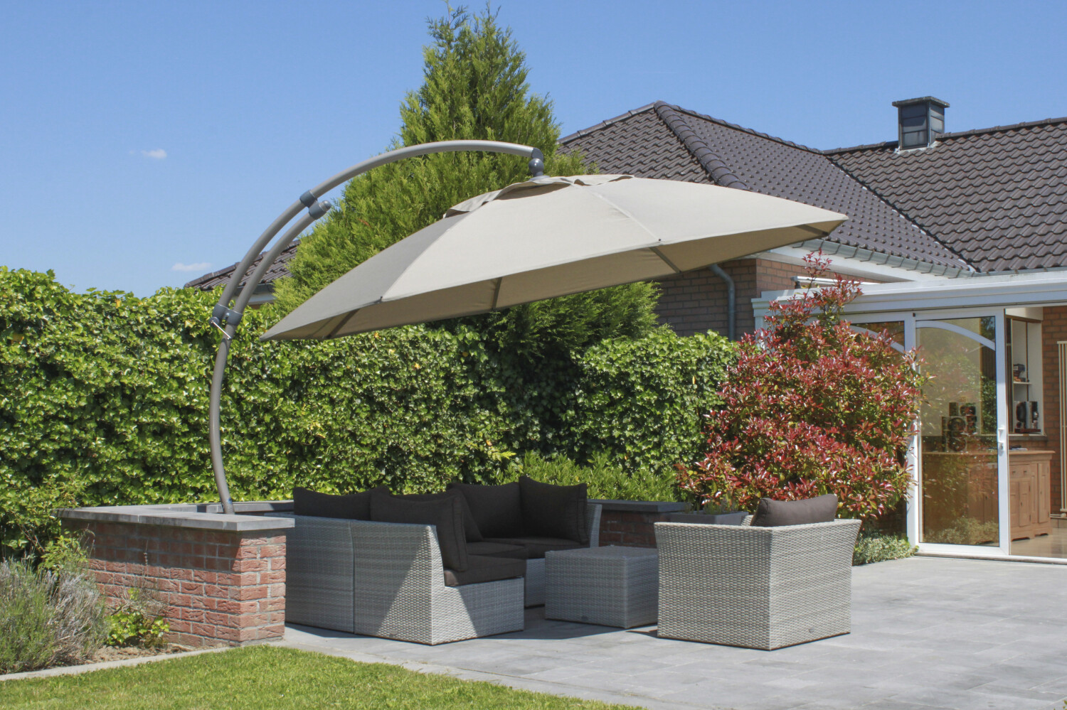 Easy Sun parasol XL375 Olefin met voet taupe - Easy Sun online shop - 0 - 1