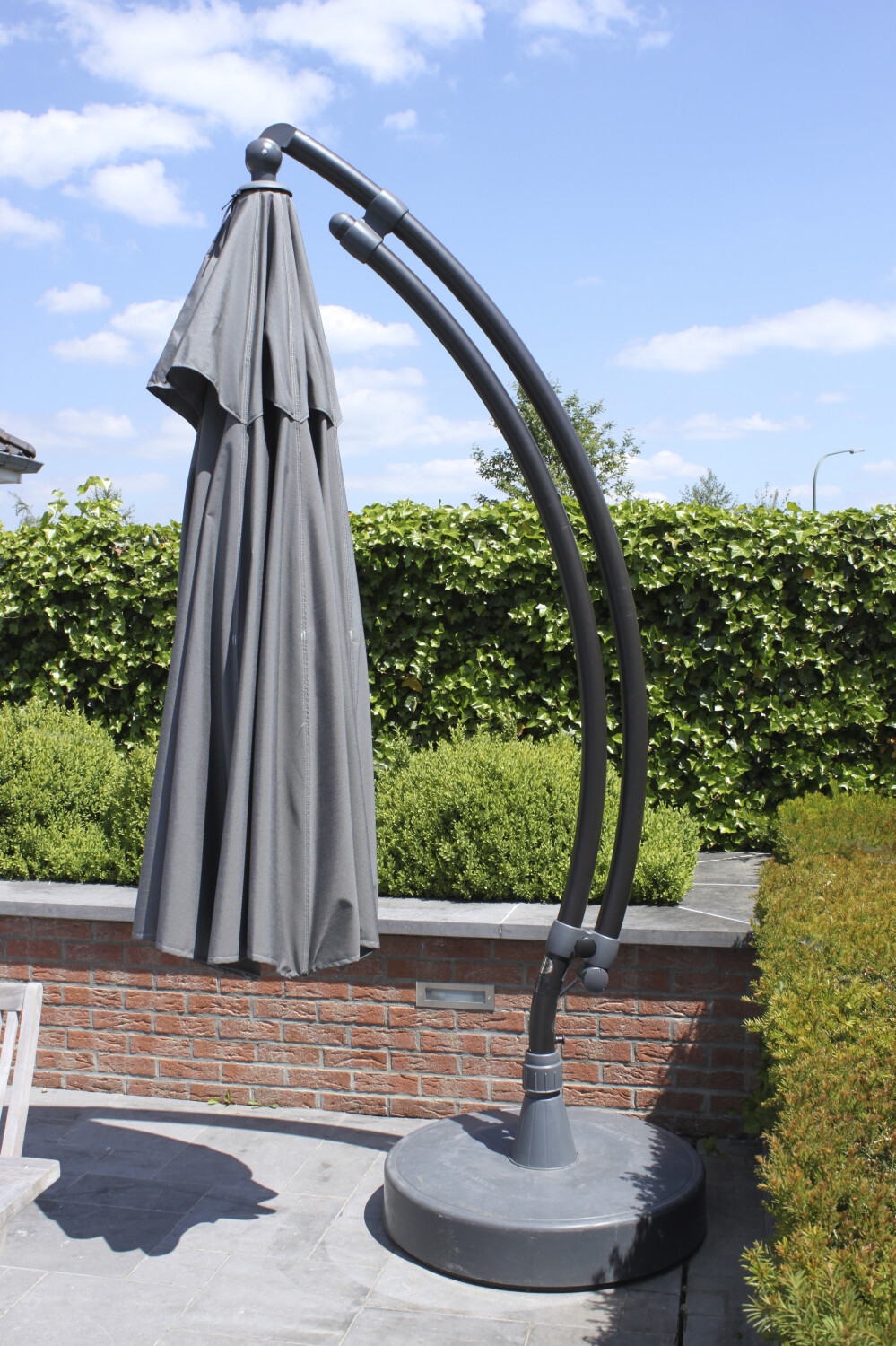 Easy Sun parasol XL375 Olefin met voet titanium - easy sun online shop - 0 - 1 - 2 - 3