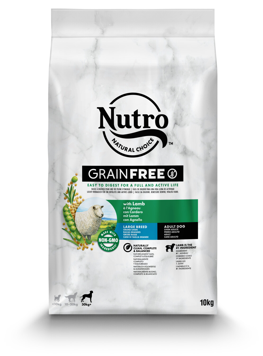 Afbeelding Nutro Grain Free Adult Large met lam hondenvoer 10 kg door Tuinadvies.be
