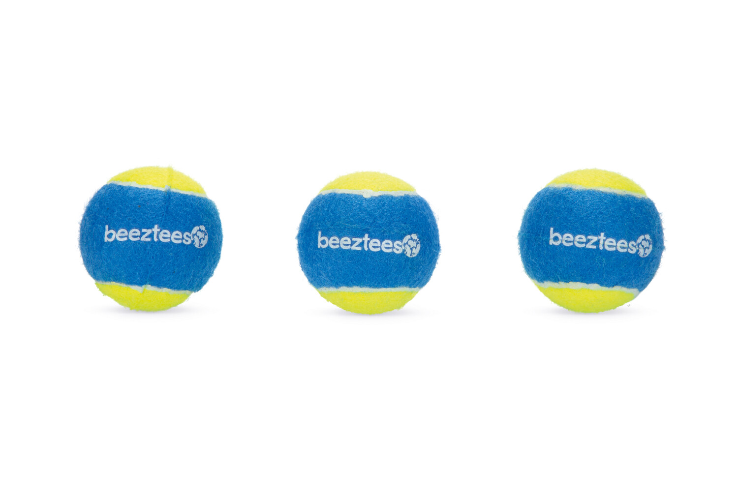 beeztees fetch tennis ball - hondenspeelgoed - blauw/geel - 6,3 cm - 3st