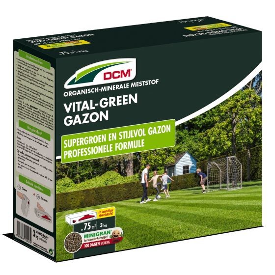 Afbeelding Dcm Vital-Green - Gazonmeststoffen - 3 kg (Mg) door Tuinadvies.be
