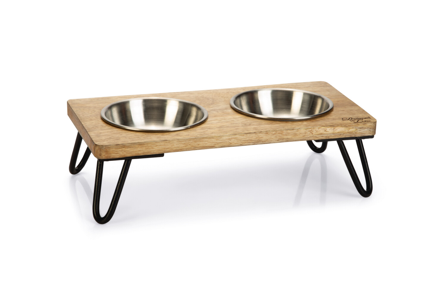 designed by lotte dinerset linga - kat - hout/metaal - incl. 2 bakjes - 31x16x10