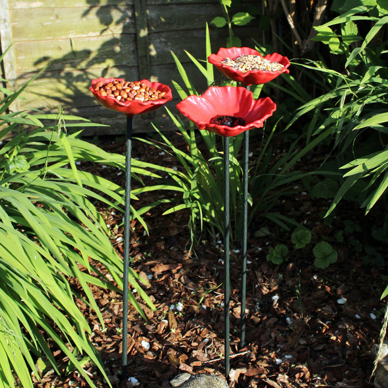 Drinkvoederschaal red poppies 15 cm