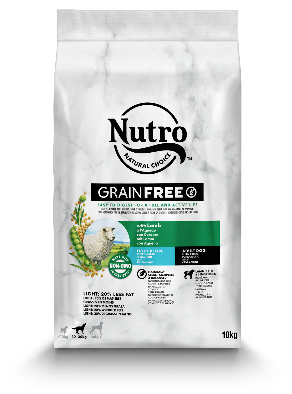 Afbeelding Nutro Grain Free Adult Light met lam hondenvoer 10 kg door Tuinadvies.be