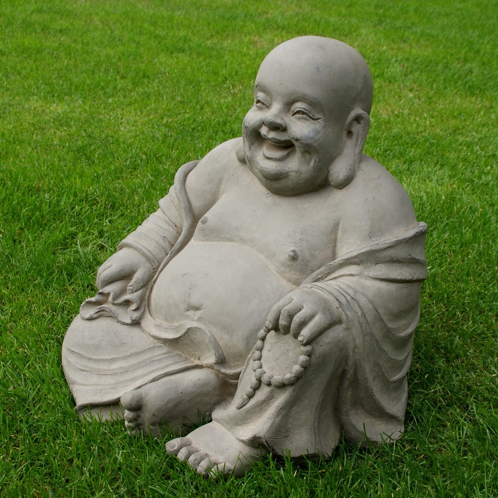 Afbeelding Happy Boeddha 42 cm L Stone-Lite door Tuinadvies.be