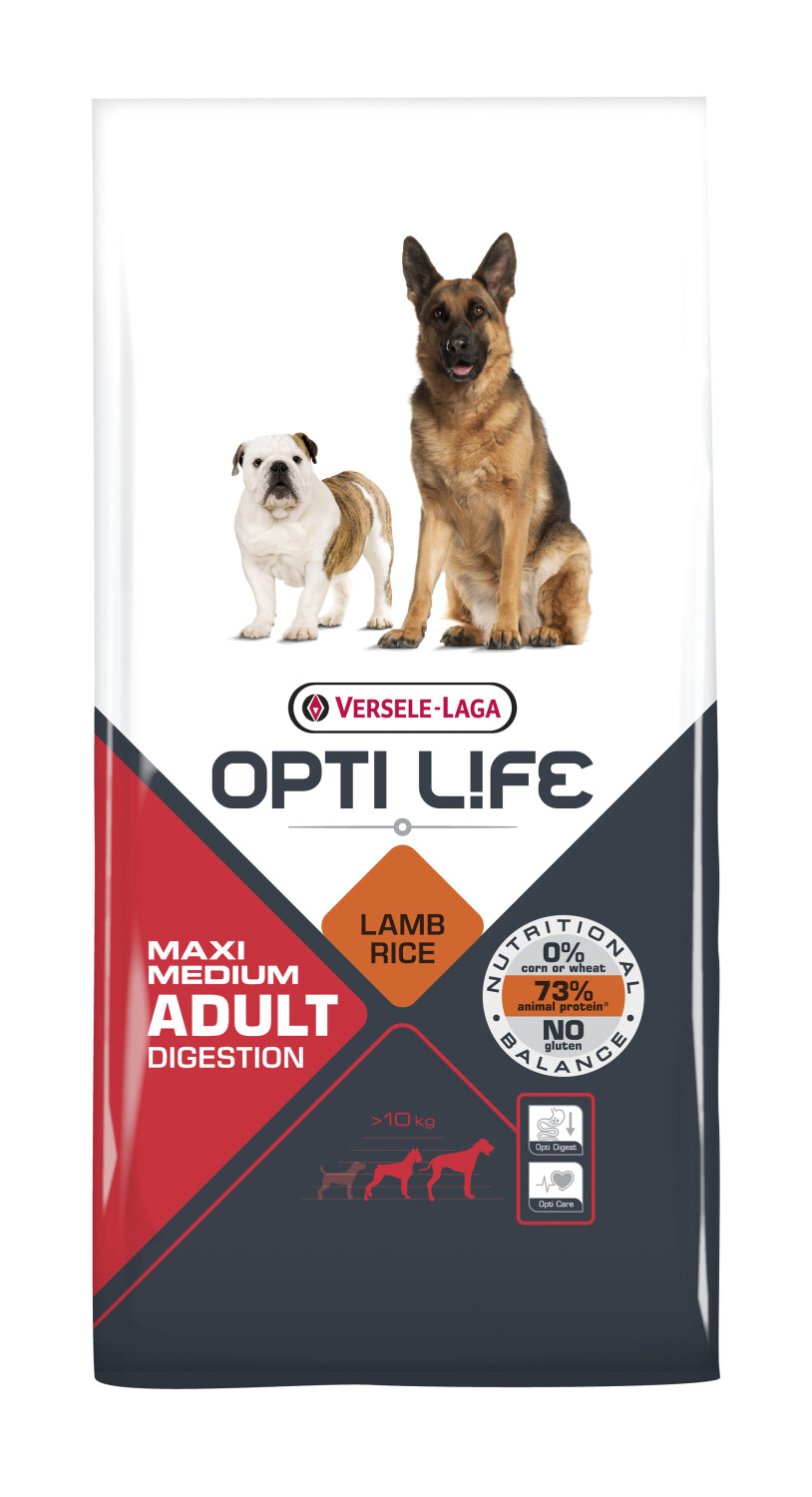 Afbeelding Opti Life Adult Digestion Medium/Maxi hondenvoer 12.5 kg door Tuinadvies.be