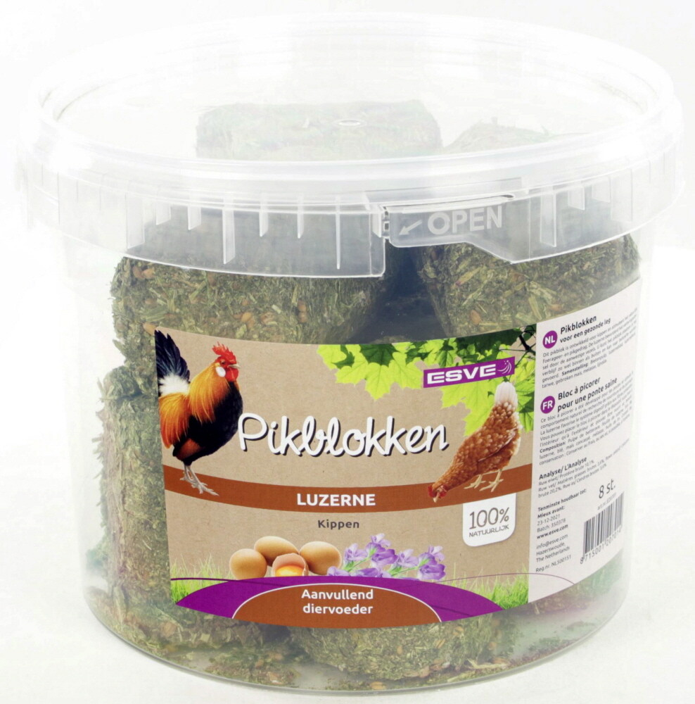 Afbeelding Esve Pikblok Kippen Emmer - Supplement - 1.5 kg door Tuinadvies.be