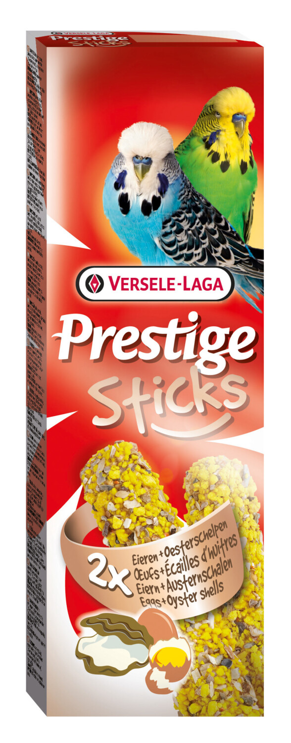 Afbeelding Versele-Laga Prestige Sticks Grasparkiet - Vogelsnack - Ei&Oesterschelp door Tuinadvies.be