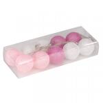 Lichtslinger cotton balls 8 cm - wit/roos