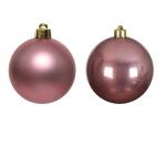 Kerstballen glas Ø 8 cm - velours roze (6 stuks)