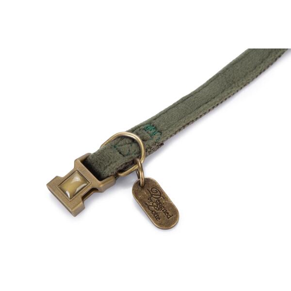  - Halsband hond 'Velura' fluweel groen 20-30 cm