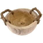 Bowl in hout met jute handgrepen - Ø 30 x 14 cm