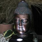 Boeddha hoofd met ledspot op zonne-energie