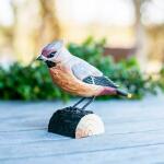 Pestvogel 'Waxwing' in lindenhout - handgemaakt