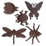 Wanddecoratie insecten in gietijzer (5 stuks)