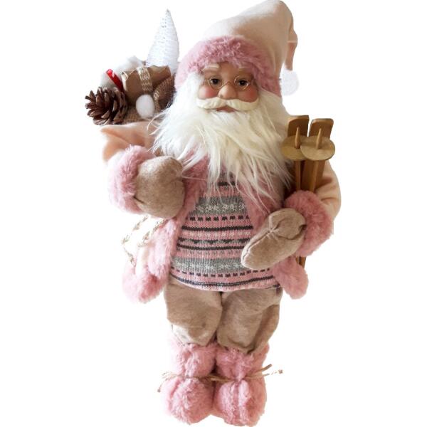 Kerstman staand roze 30 cm