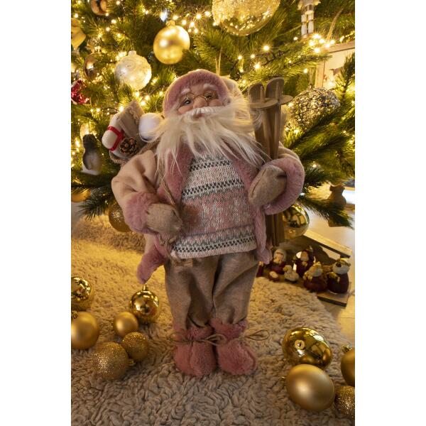 Kerstman staand roze 45 cm