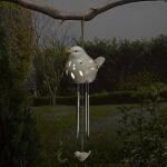 Vogel windgong met verlichting op zonne-energie - keramiek