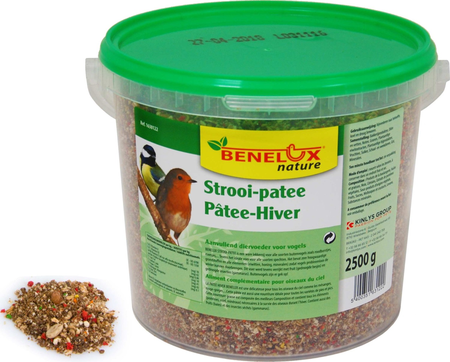 Strooipat voor tuinvogels in emmer2500 g