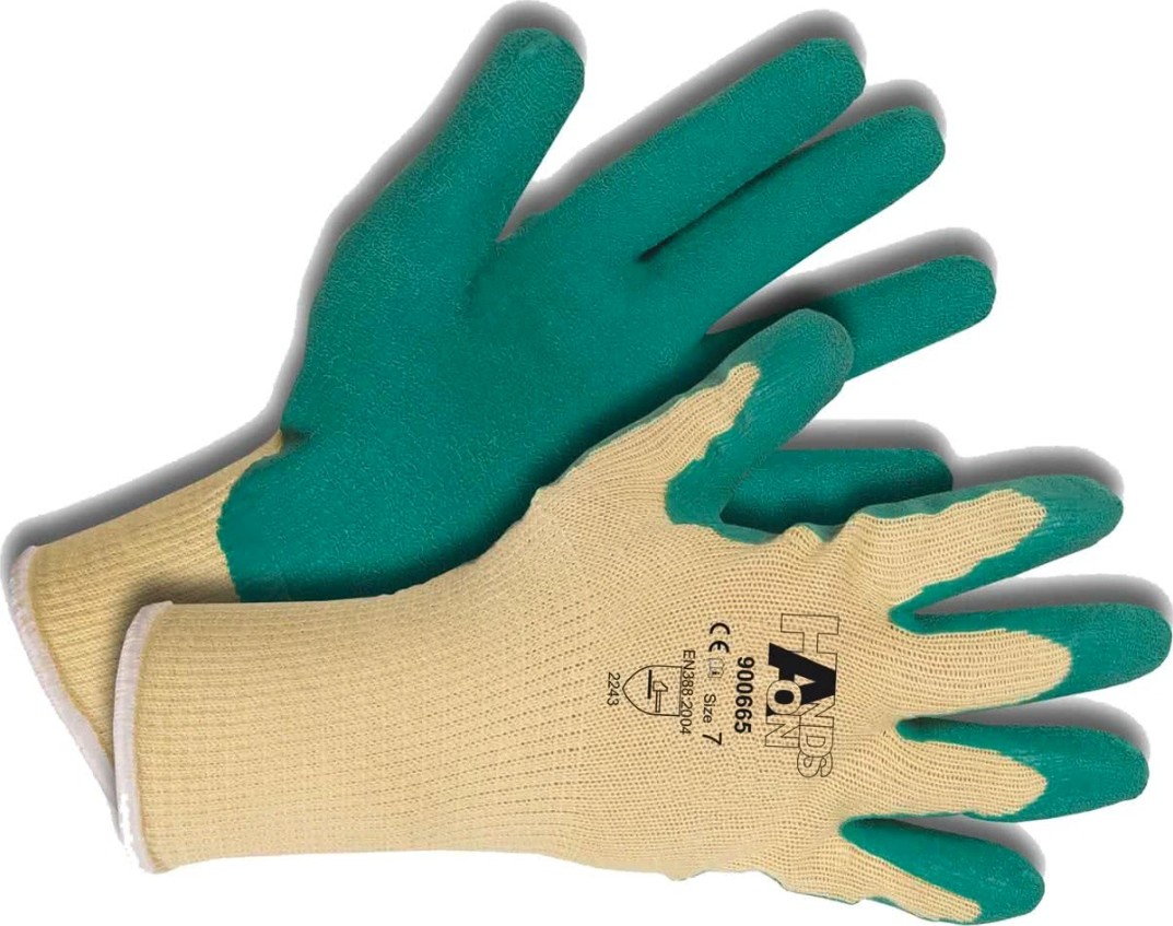 Afbeelding Hands-On Werkhandschoen Katoen/Latex Grijs - Handschoenen - 10 door Tuinadvies.be